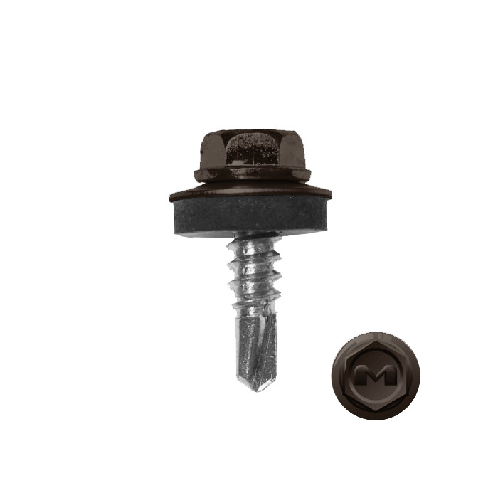 Саморез по металлу Daxmer 5,5х19 (250шт) сверло №3 RAL 8014